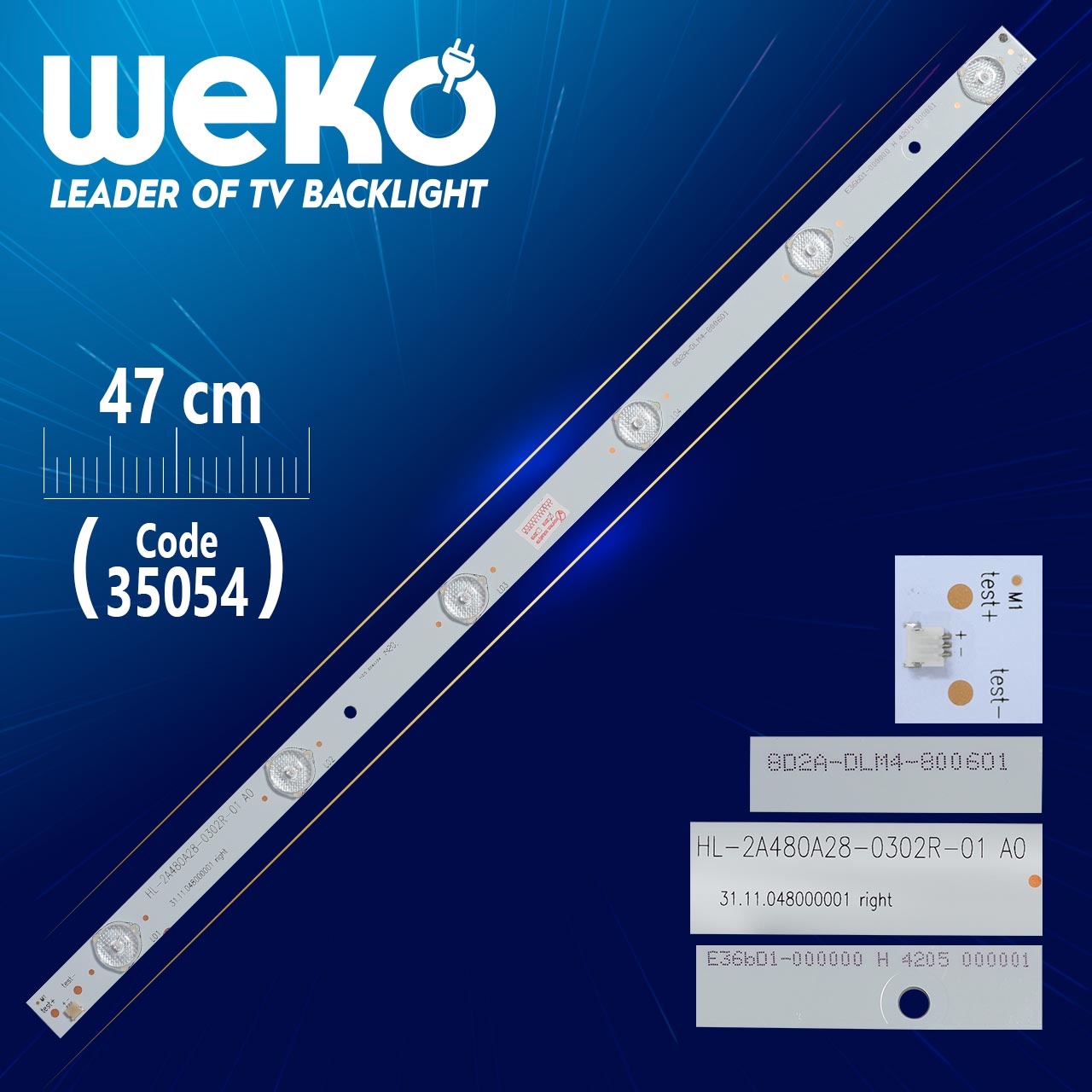 AXEN HL-2A480A28-0302R-01 A0 - 8D2A-DLM4-800601 -  RIGHT - 47 CM 6 LEDLİ (WK-826)