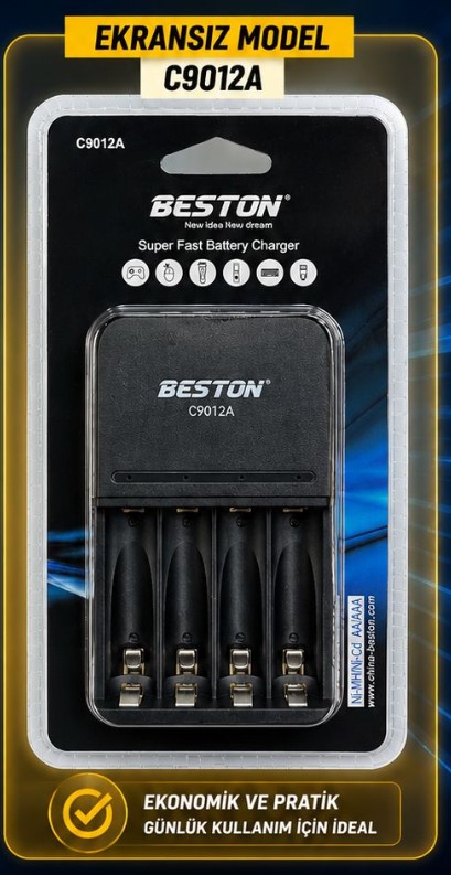 BESTON C9012A AA/AAA 4'LÜ EKRANSIZ HIZLI PİL ŞARJ CİHAZI (PİLSİZ)