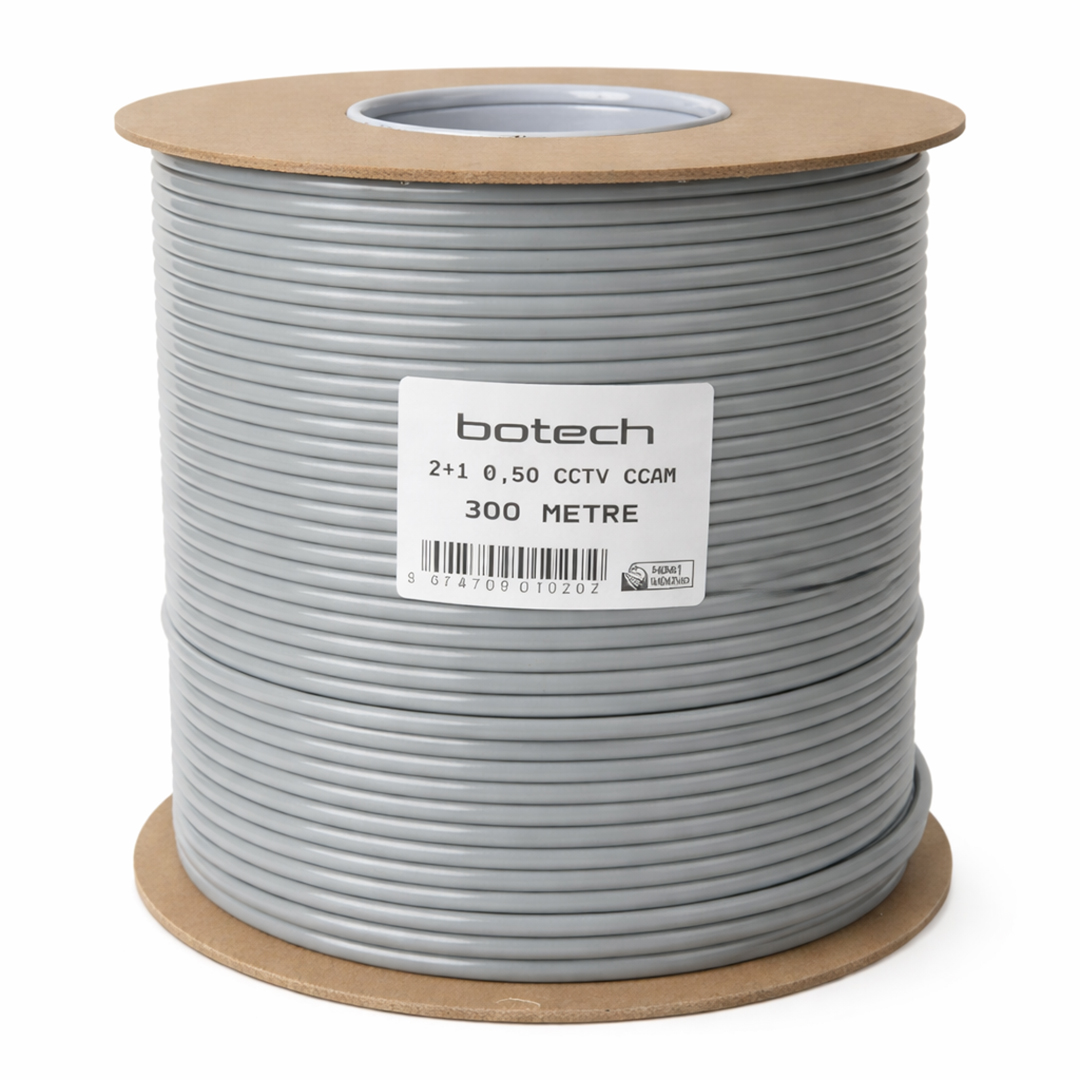 BOTECH PREMIUM 300 METRE 2+1 0.50MM CCA KOAKSİYEL CCTV KAMERA KABLOSU