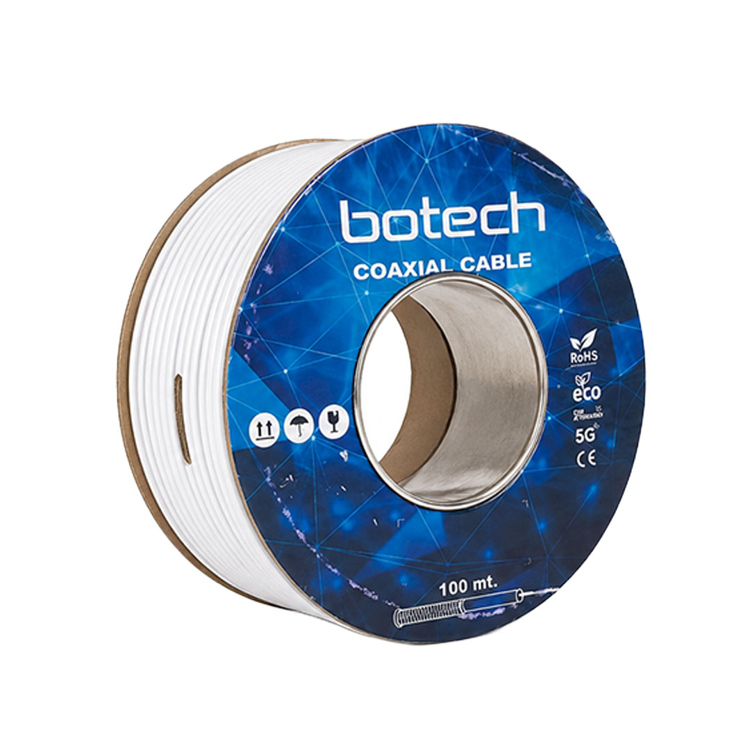 BOTECH RG6/U6 0.90 MM 64 TEL CCS MAKARALI YERLİ ÜRETİM ANTEN KABLOSU (100 METRE)