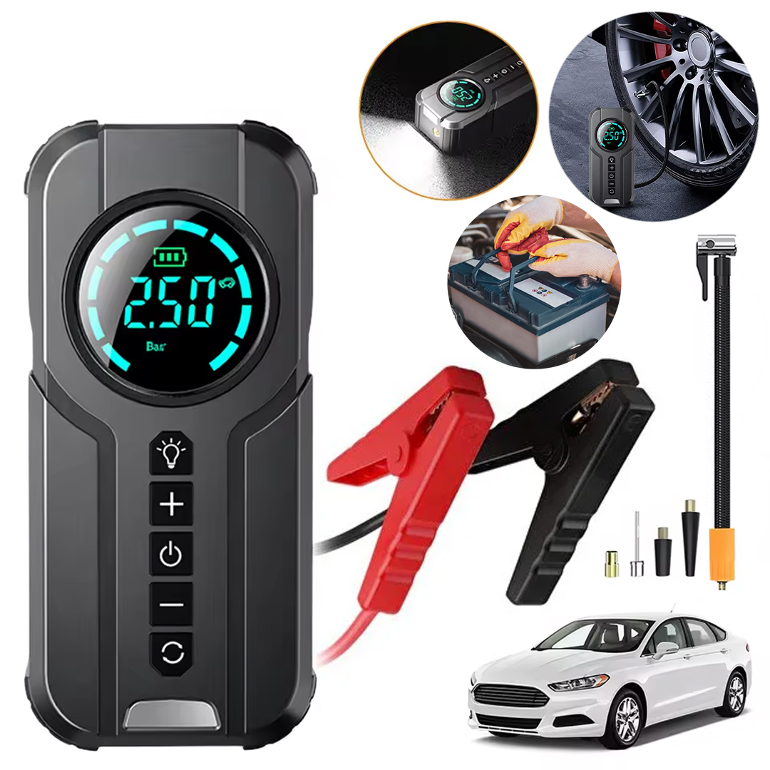 BUWEİ BW-29879 POWERBANK ARAÇ AKÜ ŞARJ LASTİK HAVA KOMPRESÖRÜ ŞİŞİRİCİ TAŞINABİLİR DİJİTAL KABLOSUZ EL FENERİ