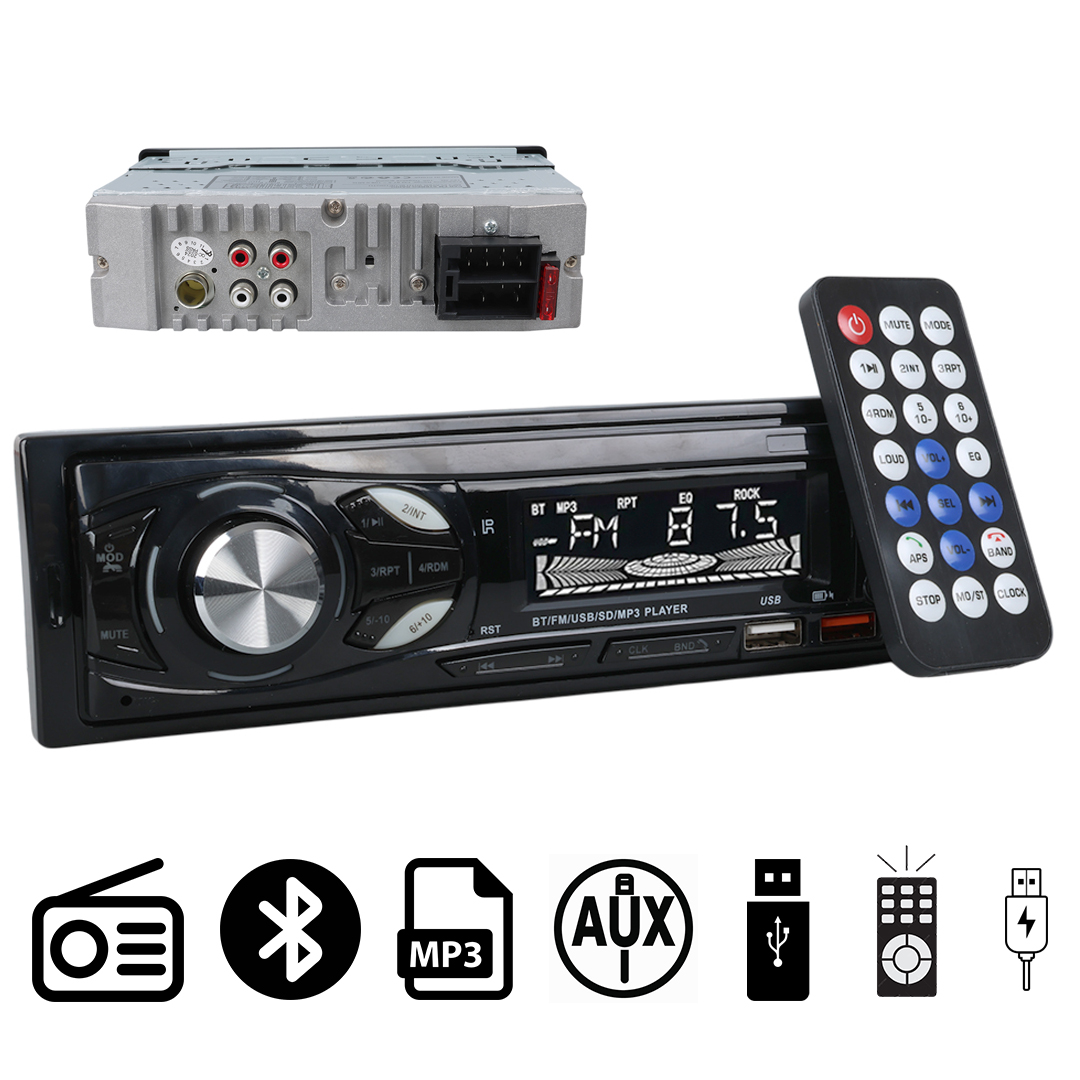 CARSTAR CS-107 7 RENKLİ ÇİFT USB/SD/FM/AUX/BLUETOOTH KUMANDALI OTO TEYP 4X60 WATT