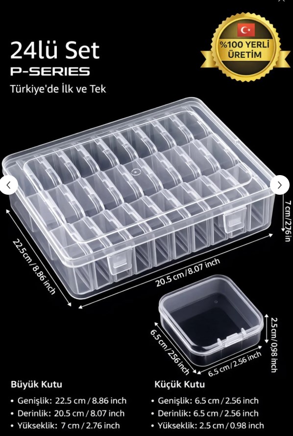 COMPAXE P-SERİSİ 24'LÜ PLASTİK ŞEFFAF SAKLAMA KUTUSU (24'LÜ KÜÇÜK+1 BÜYÜK KUTULU SET HALİNDE)