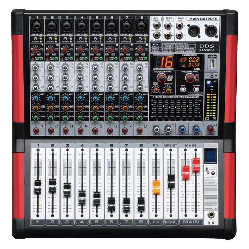 DDS D-8 P2000 FX 8 KANAL 2X1000W USB/SD/BLUETOOTH POWER MİXER