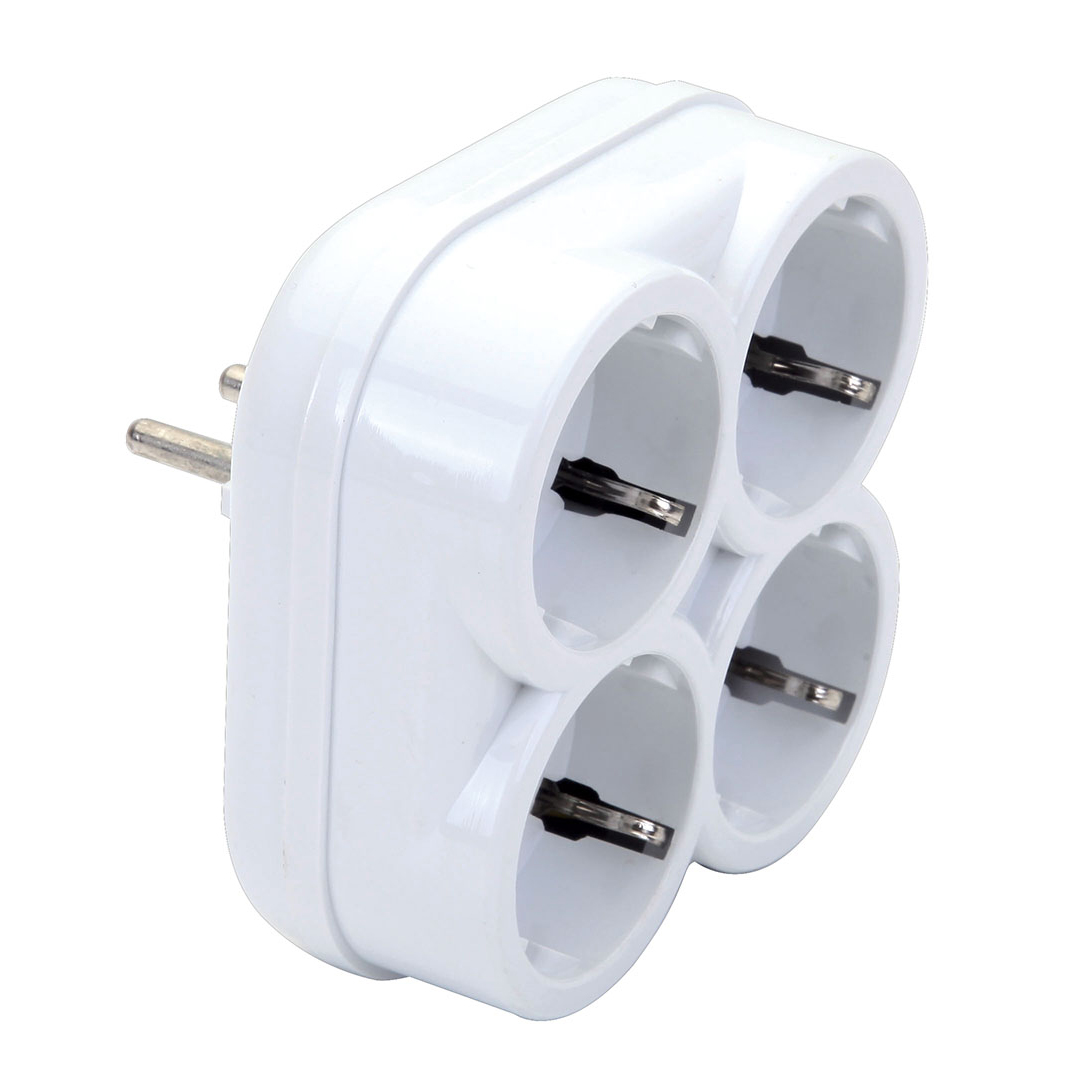 DE-PA 10004 TOPRAKLI 16 AMPER 250 VOLT BEYAZ 4'LÜ ÇOK AMAÇLI KARE GOLYAT PRİZ
