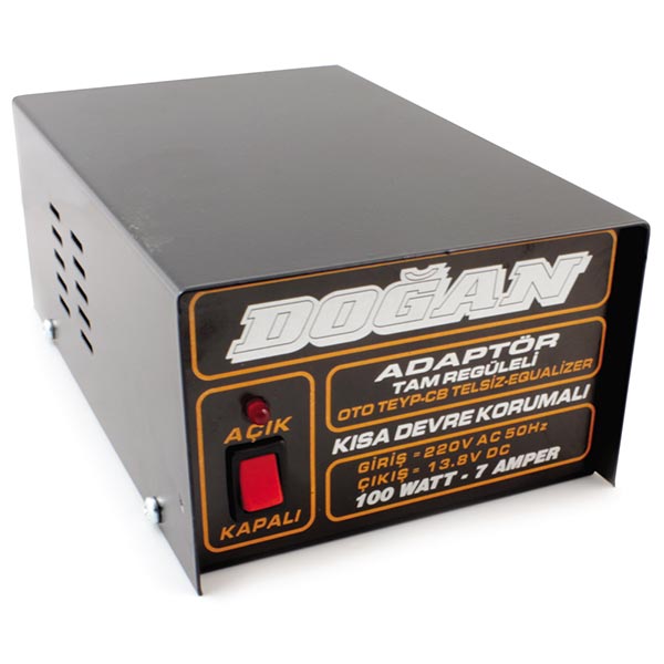 DOĞAN 12 VOLT 7 AMPER REGÜLELİ TRAFOLU ADAPTÖR