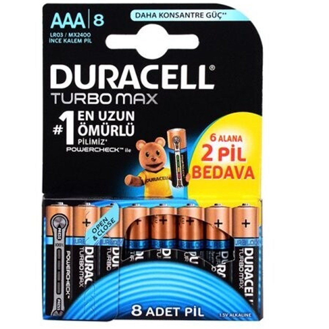 DURACELL AAA İNCE KALEM PİL (8'Lİ PAKET FİYATI)