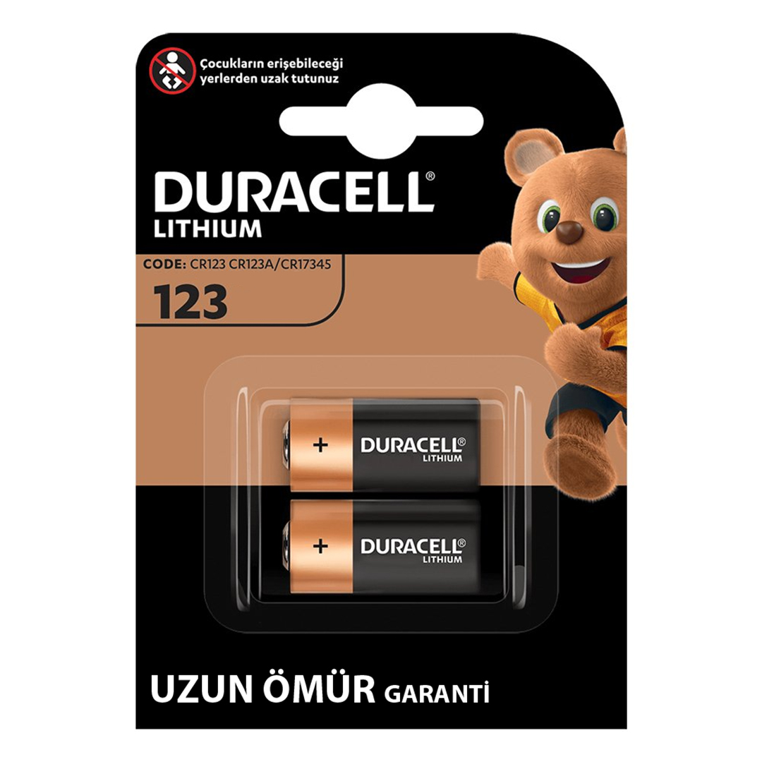 DURACELL CR123 / CR123A / CR17345 3 VOLT LİTYUM PİL (2'Lİ PAKET)
