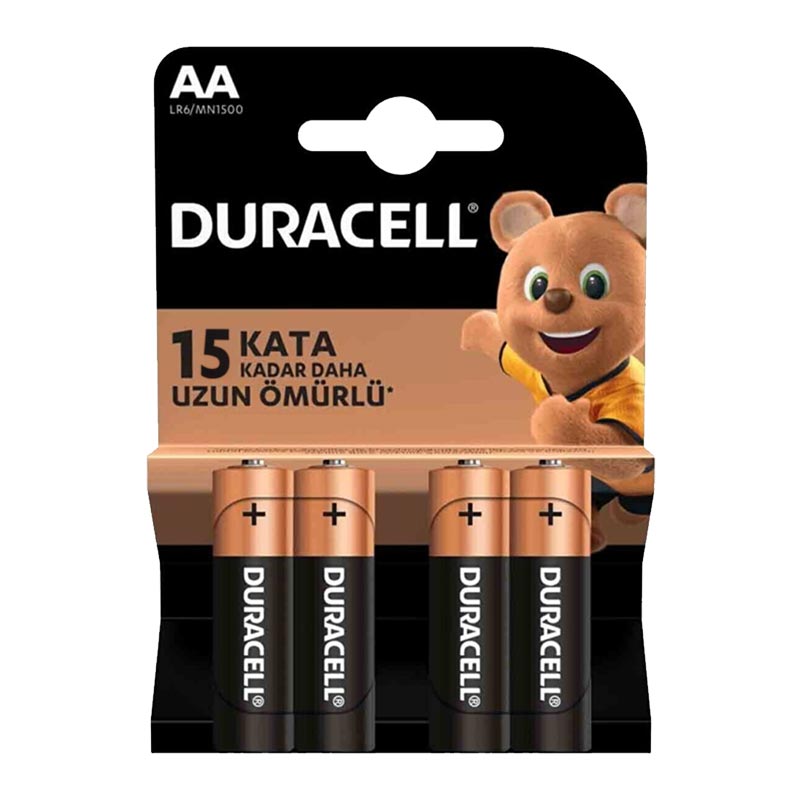 DURACELL LR6/MN1500 AA 1.5 VOLT ALKALİN KALEM PİL (4'LÜ PAKET FİYATI)