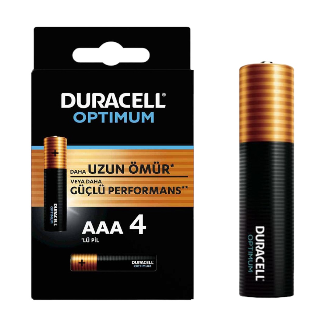 DURACELL OPTIMUM MX2400 1.5 VOLT ALKALİN AAA İNCE KALEM PİL (4'LÜ PAKET)