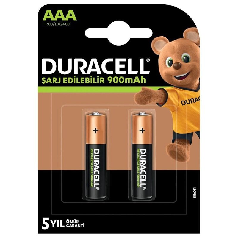 DURACELL ŞARJLI 900 MAH AAA İNCE KALEM PİL (2'Lİ PAKET)