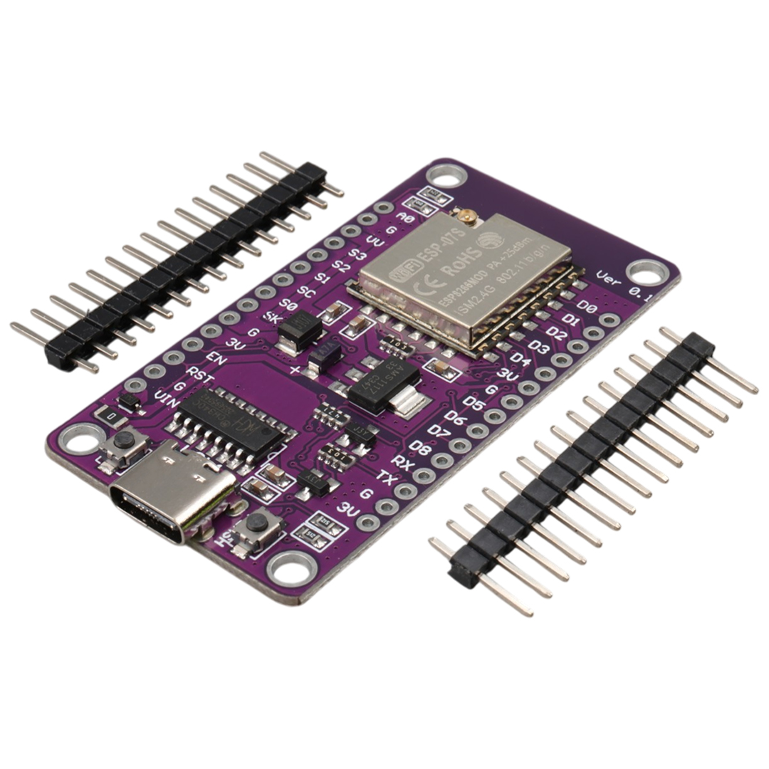 ESP-07S TABANLI NODEMCU V3 MOR GELİŞTİRME KARTI HARİCİ ANTEN GİRİŞLİ VE USB-C BAĞLANTILI