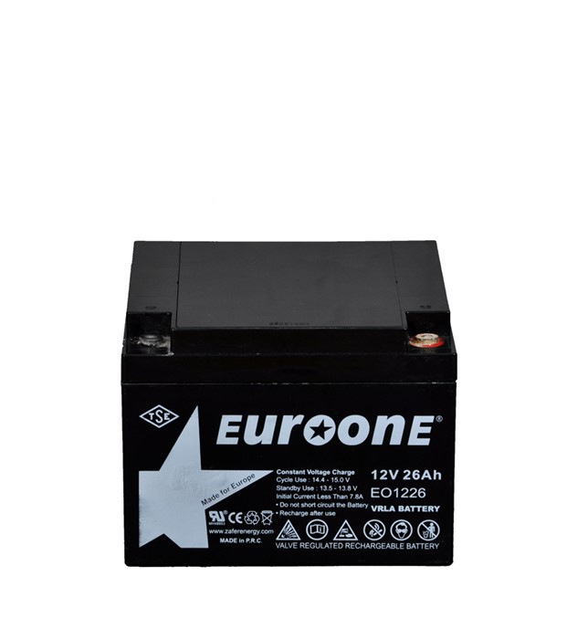 EUROONE EO1226 12 VOLT 26 AMPER KURU AKÜ (165 X 176 X 125 MM) (8KG)
