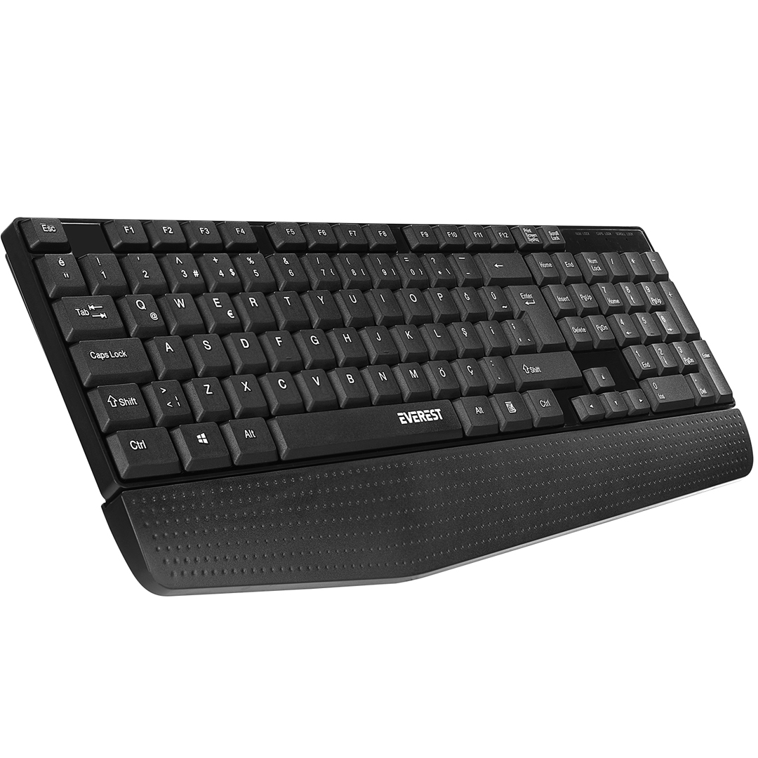 EVEREST KB-951U SİYAH USB BİLEK DESTEKLİ Q STANDART OFİS KLAVYESİ
