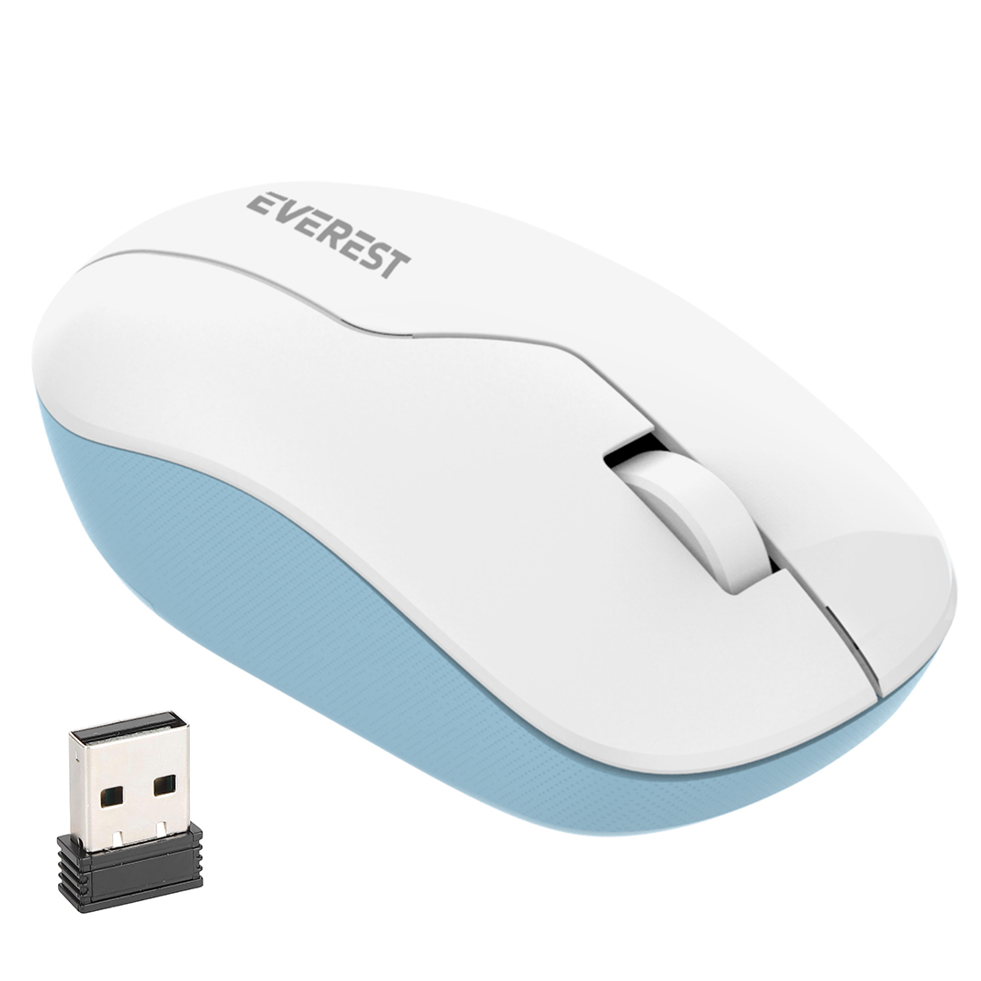 EVEREST SMW-973 USB BEYAZ/MAVİ 2.4GHZ 1200DPI KABLOSUZ OPTİK MOUSE 5 METRE MENZİL (2XAAA DAHİL DEĞİLDİR)