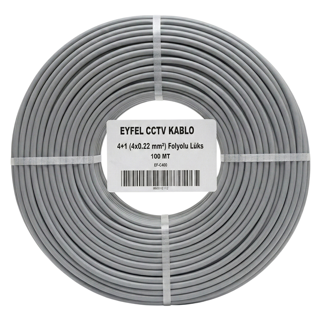 EYFEL EF-C400  4+1 (4X0.22MM) FOLYOLU 100 METRE CCTV KAMERA KABLOSU