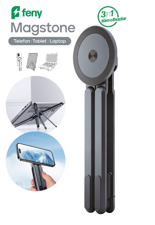 FENY FN-MS10 MAGSTONE DÖNEBİLEN AYARLANABİLİR KADEMELİ 3IN1 TELEFON-TABLET-LAPTOP UYUMLU STAND