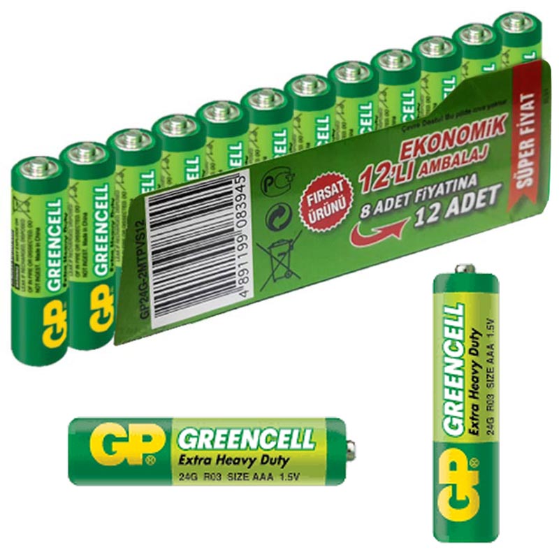 GP 24G-GREENCELL İNCE KALEM PİL (12'Lİ PAKET FİYATI)(GP 24G-2MTPVS12)
