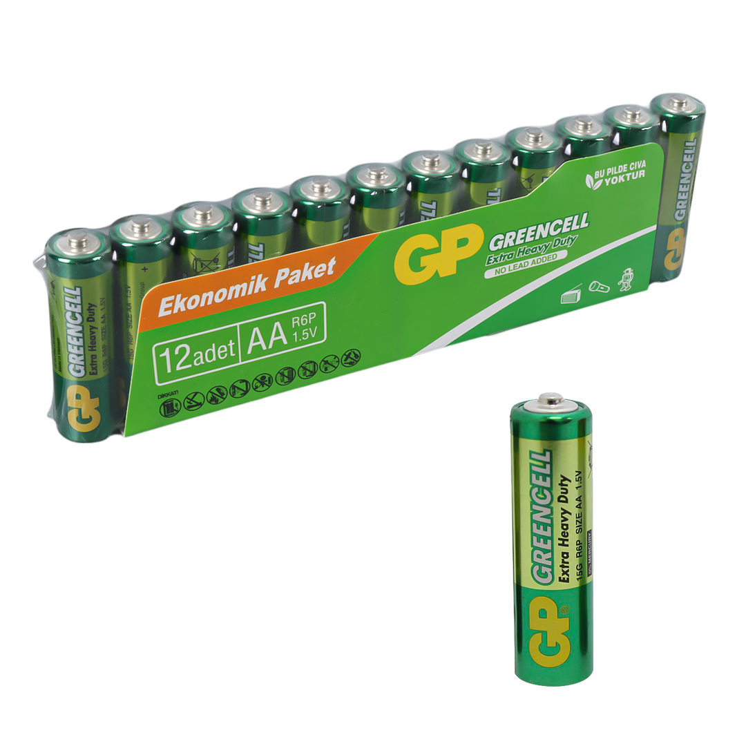 GP GP 15G-MTPVS12 GREENCELL AA 1.5V KALEM PİL (12'Lİ PAKET)