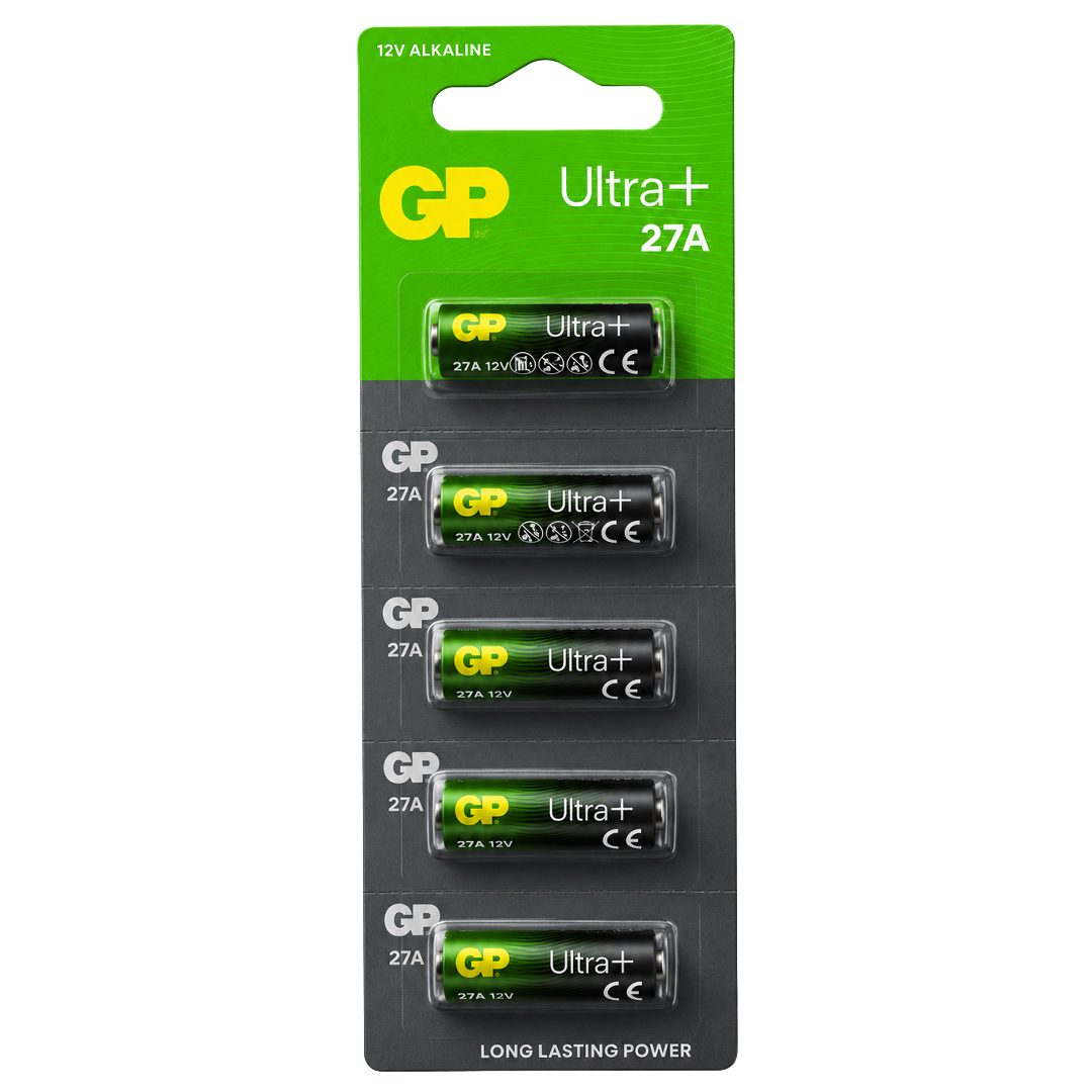 GP ULTRA+ 27A 12V İNCE ALKALİN KAPI ALARM - GARAJ KUMANDA PİLİ 5'Lİ BLİSTER PAKET (27A12V)