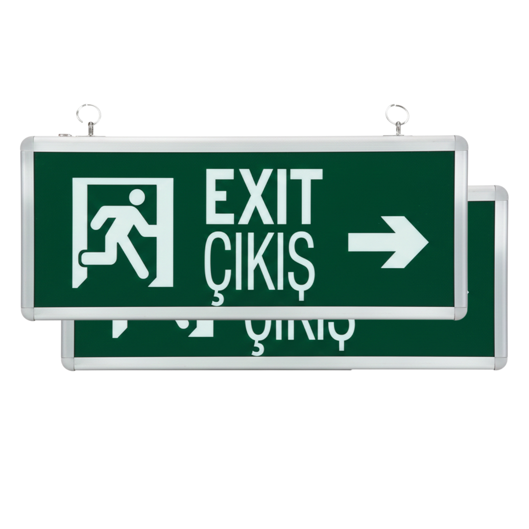HOROZ ROBSON HL330L SAĞ - SOL YÖN 3 WATT 160 LÜMEN ŞARJLI ACİL ÇIKIŞ EXIT LEVHASI 2'Lİ PAKET (355 X 125 X 150 MM)
