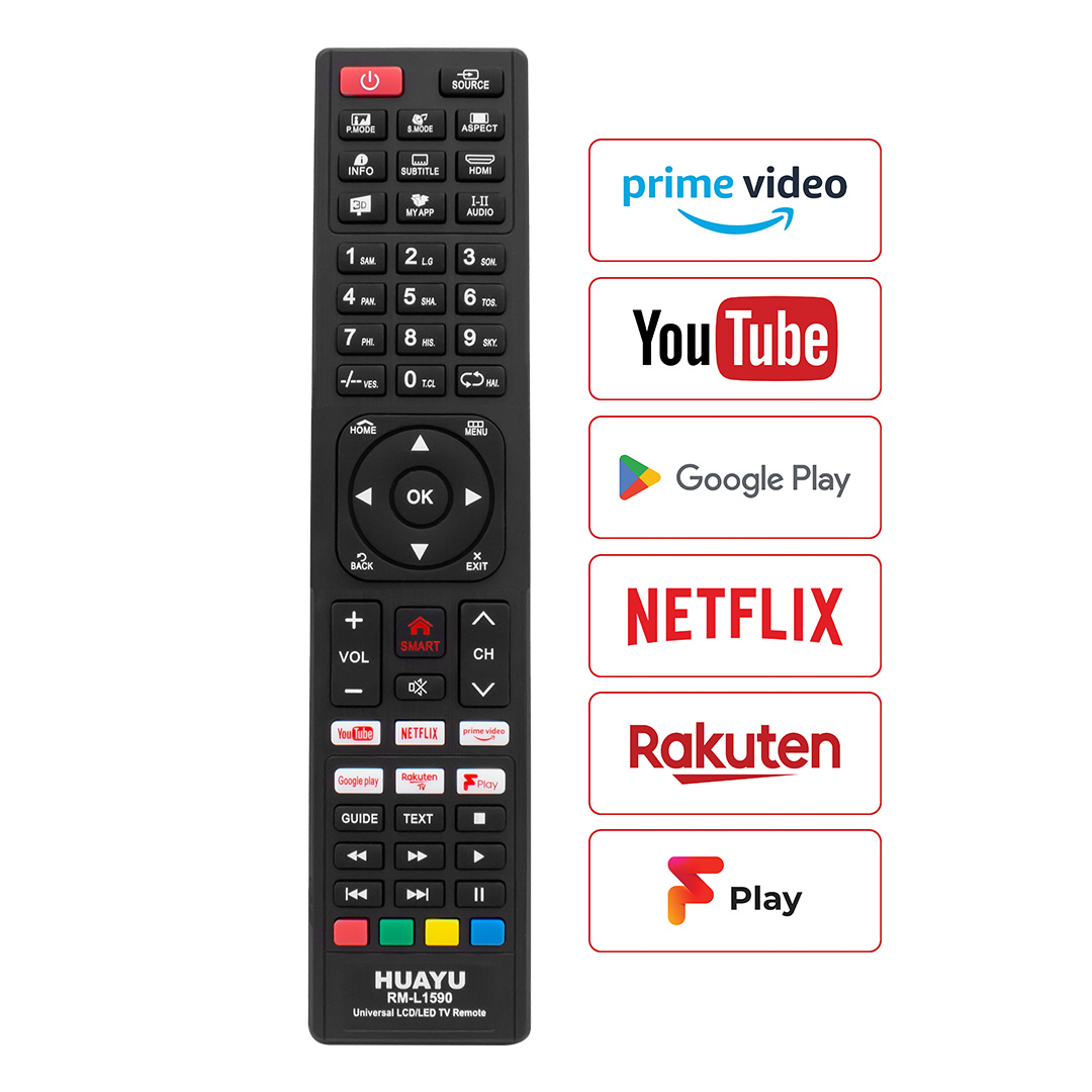 HUAYU KL RM-L1590 UNIVERSAL NETFLIX-YOUTUBE-PRİME-RAKUTEN-F PLAY-GOOGLE PLAY TUŞLU LCD TV KUMANDA