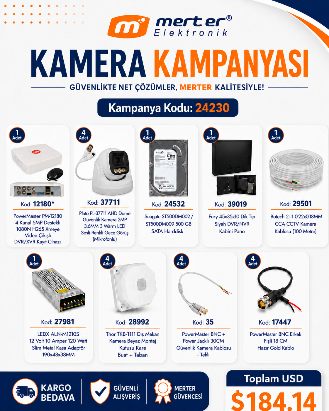 KAMERA KAMPANYASI 4 KANAL AHD WARMLED MİKROFONLU KAMERA SETİ