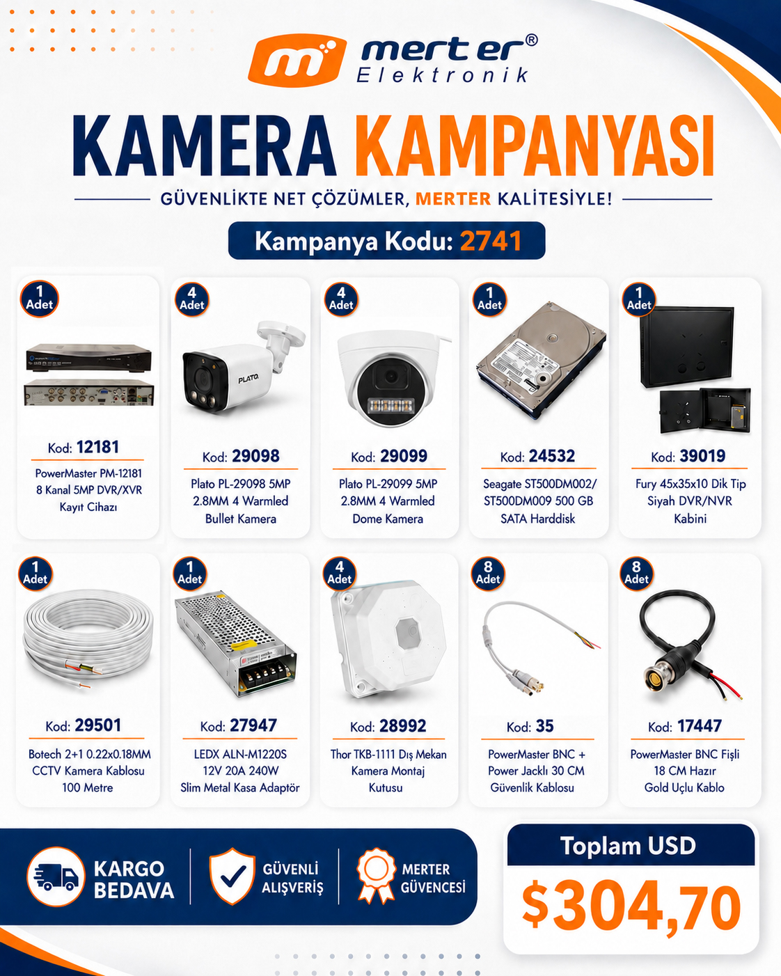 KAMERA KAMPANYASI 4'LÜ SET AHD WARM LED GECE GÖRÜŞLÜ RENKLİ KAMERA