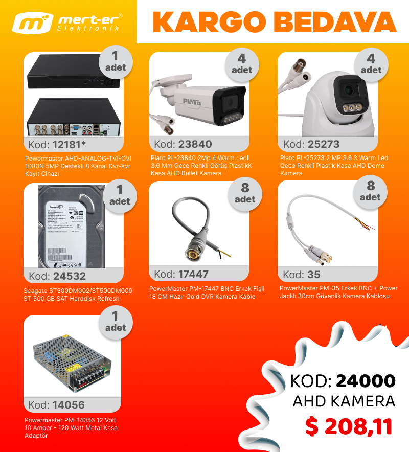 KAMERA KAMPANYASI 8'Lİ SET AHD WARM LED GECE GÖRÜŞLÜ RENKLİ KAMERA  ÜCRETSİZ KARGO