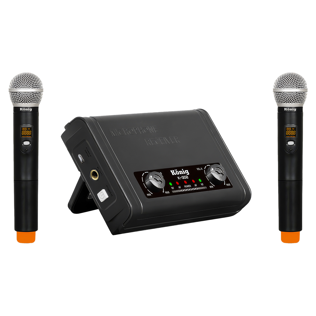 KÖNİG K-302 EE UHF-SABİT-ÇİFT KANAL 2 EL TELSİZ MİKROFON