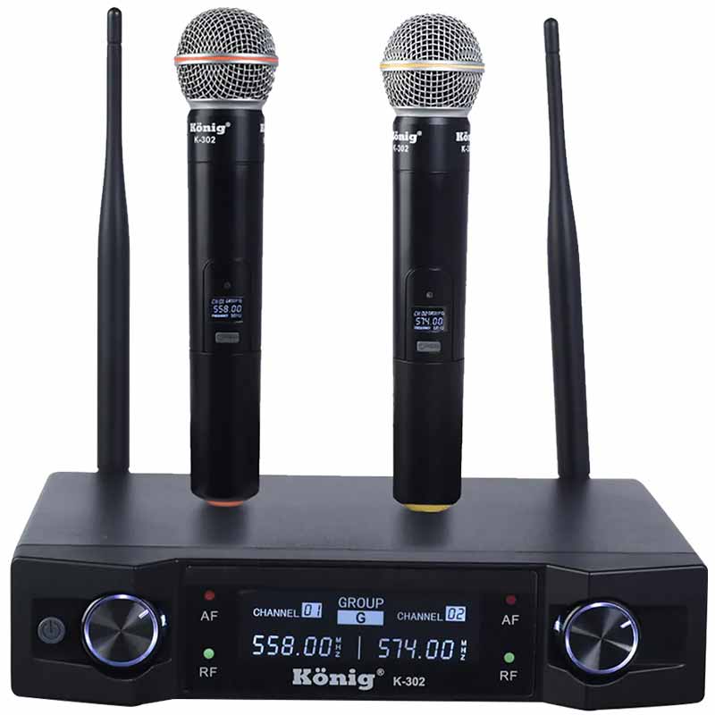 KÖNİG K-302 UHF-SABİT-ÇİFT KANAL 2 EL TELSİZ MİKROFON