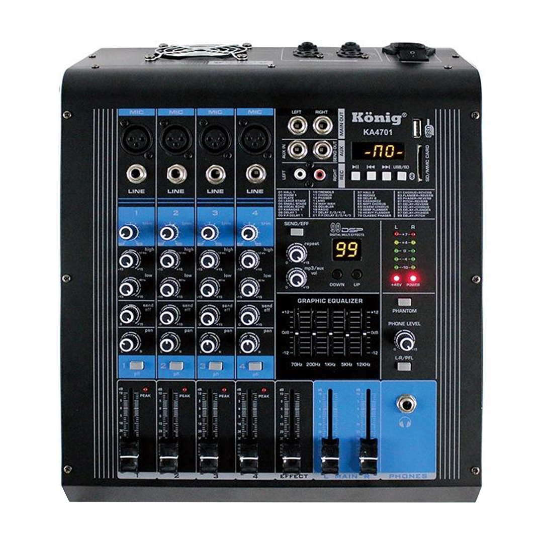 KÖNİG KA-4701 P 2X350 4 KANAL USB-SD-BLUETOOTH 5 BANT EQ-99 DSP EFK POWER MIXER