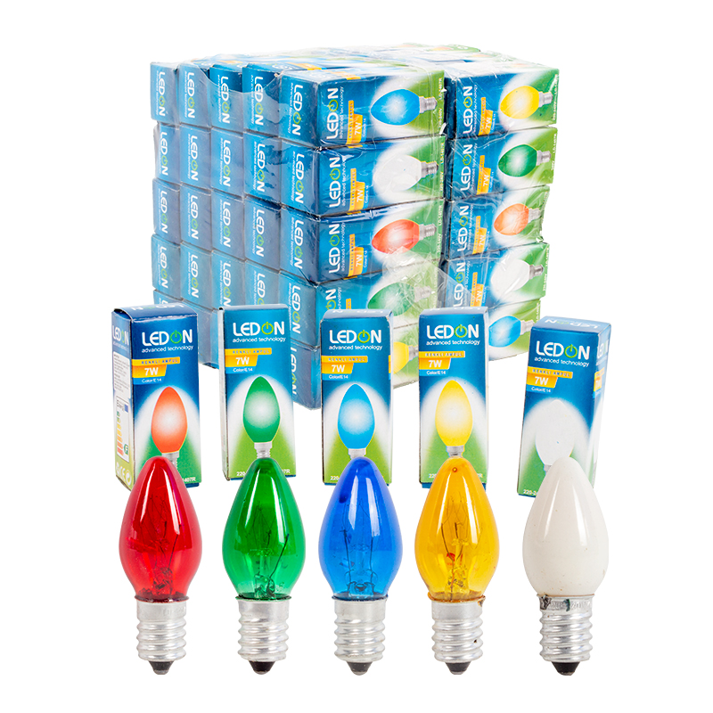 LEDON LD-1407R 7 WATT TEK E14 DUY (COLOUR) RENKLİ PARFÜM AMPUL (50'LİK KUTU)