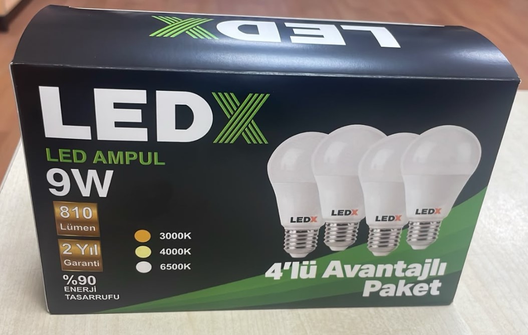 LEDX AL-LL9-4 9 WATT 6500K BEYAZ E27 DUY 4'LÜ AVANTAJLI PAKET AMPUL