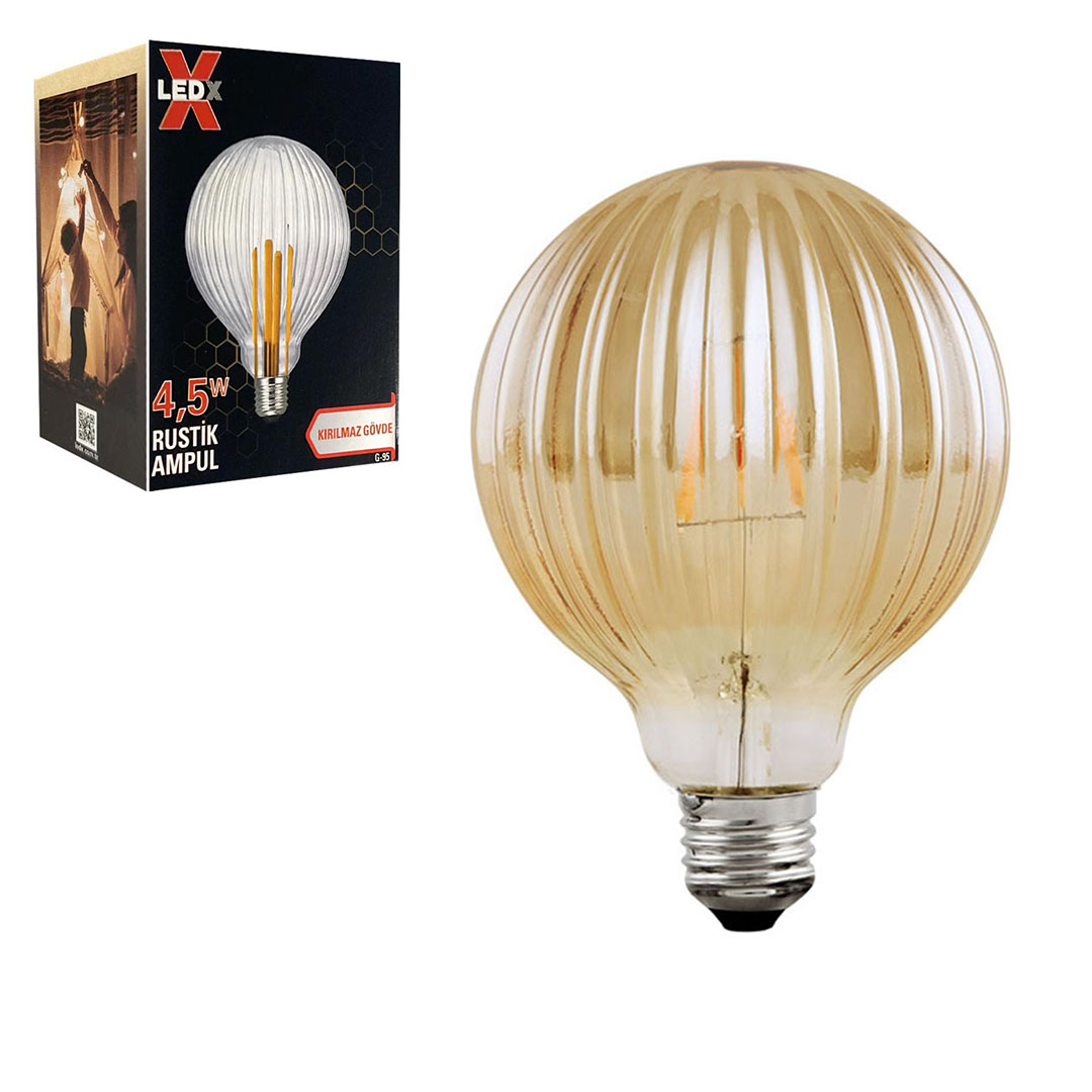 LEDX G-95 KIRILMAZ GÖVDE 4,5 WATT ÇİZGİLİ RUSTİK AMPUL