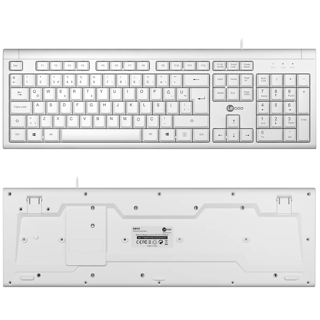 LENOVO LECOO KB101 USB KABLOLU BEYAZ TÜRKÇE Q KLAVYE