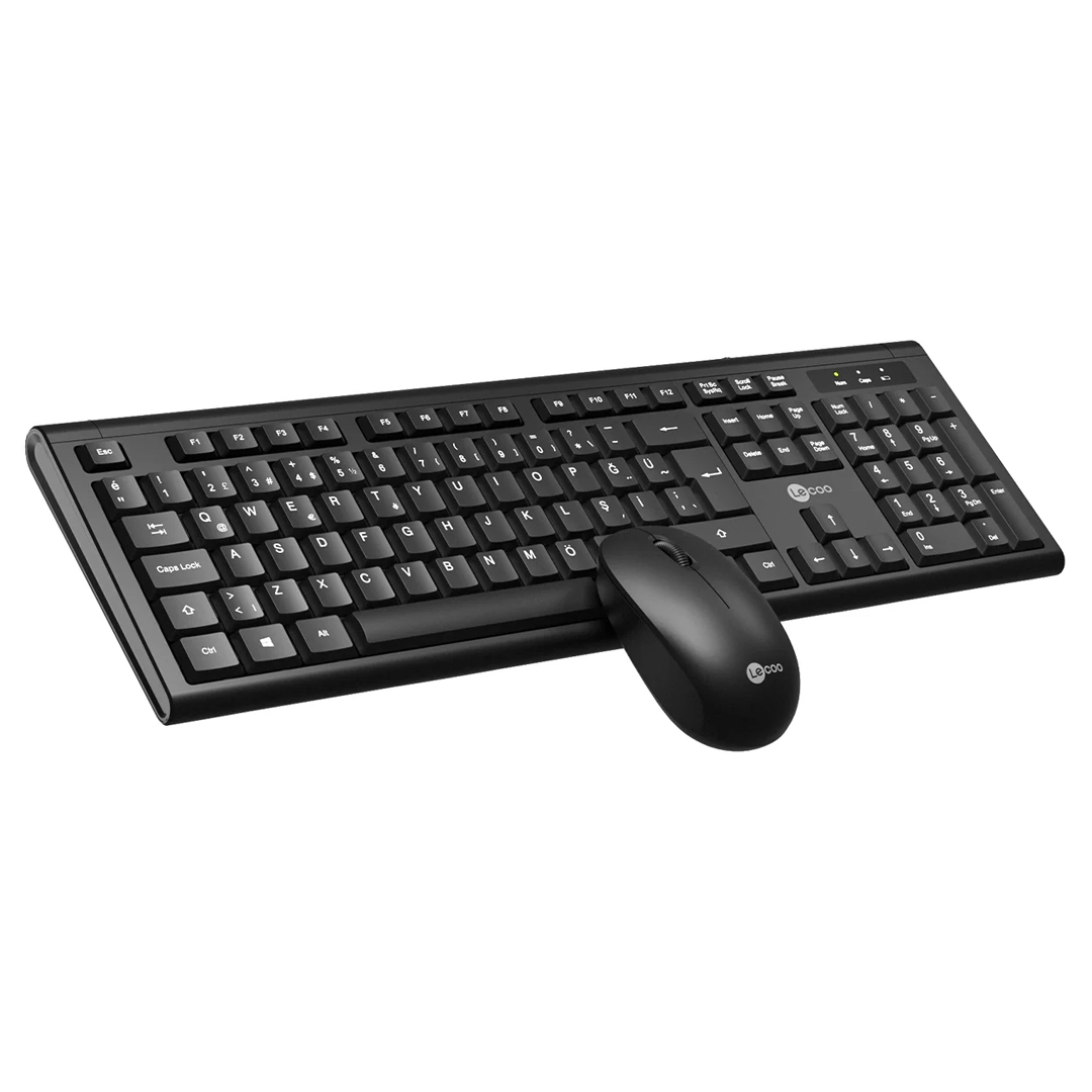 LENOVO LECOO KW200-BK SİYAH KABLOSUZ OFİS KLAVYE MOUSE SETİ (NUMPADLİ)