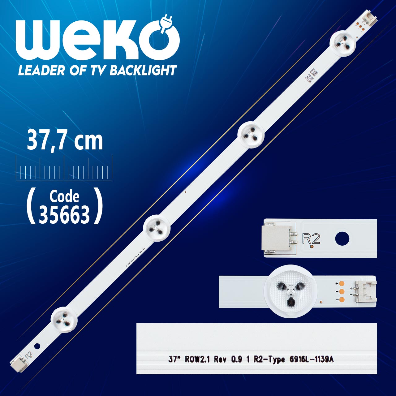 LG 37" ROW2.1 REV 0.9 1 R2-TYPE 6916L-1139A - 37.7 CM 4 LEDLİ TV LED BAR (WK-1142)
