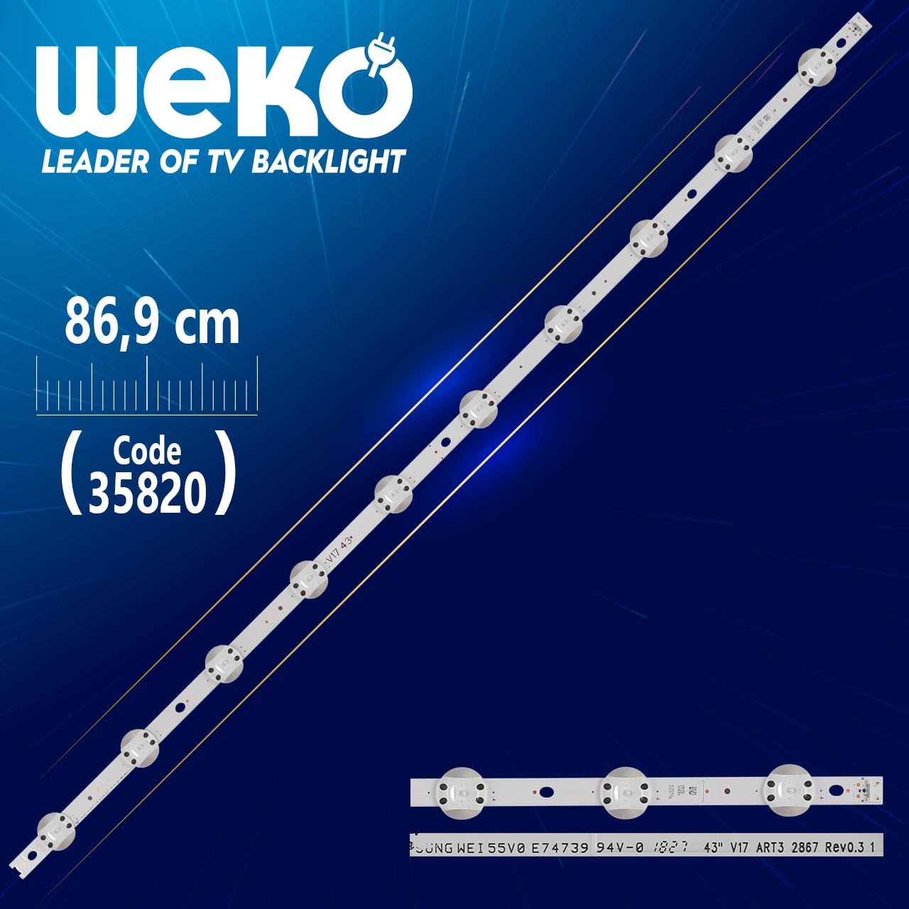 LG 43'' V17 ART3 2867 REV0.3 1 - 86.9 CM 10 LEDLİ TV LED BAR (WK-1283)