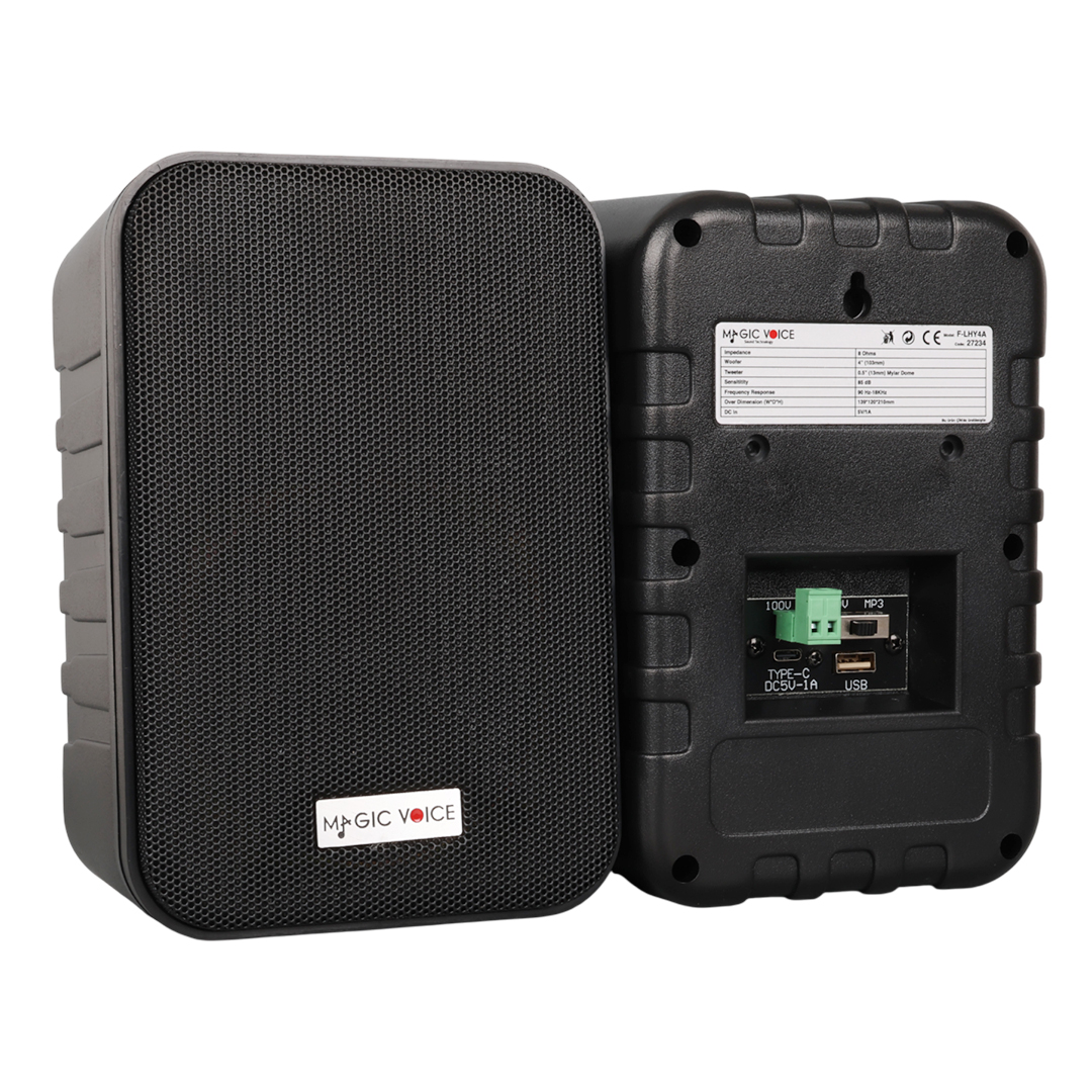 MAGICVOICE F-LHY4A 10 CM 4'' 10 W (MAX:150W) SİYAH ÇİFTLİ USB'Lİ TRAFOLU SÜTUN HOPARLÖR (2'Lİ TAKIM)