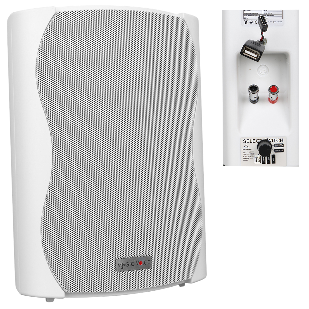 MAGICVOICE F-LHY6.5S 16 CM 6,5'' 40 WATT (MAX:200W) BEYAZ TEKLİ USB'Lİ TRAFOLU SÜTUN HOPARLÖR