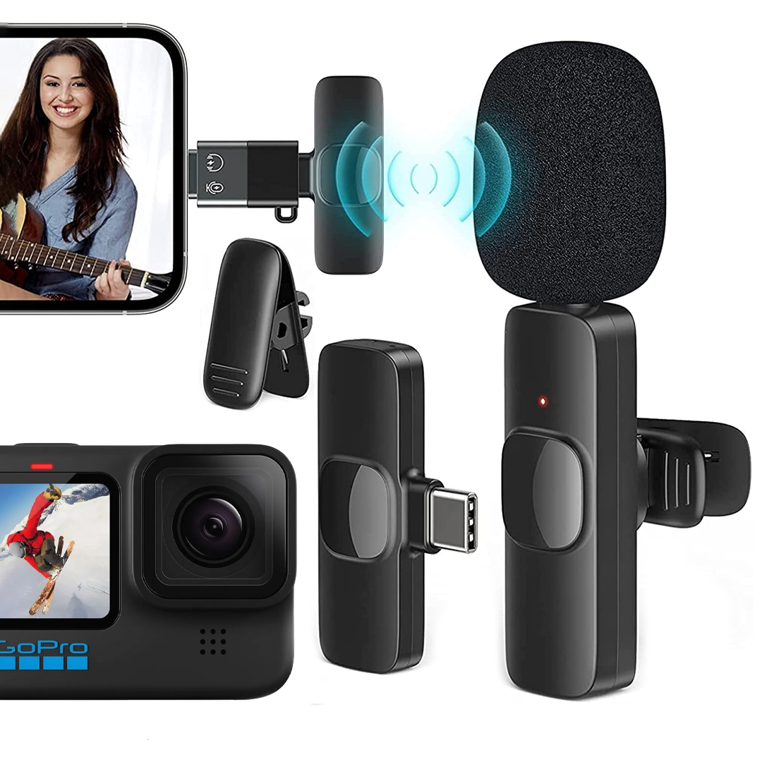 MAGICVOICE K8 KABLOSUZ TYPE-C + LIGHTNING VLOGGER YAKA MİKROFONU (ANDROİD-GOPRO-OSMO ACTION-IPHONE-IPAD)
