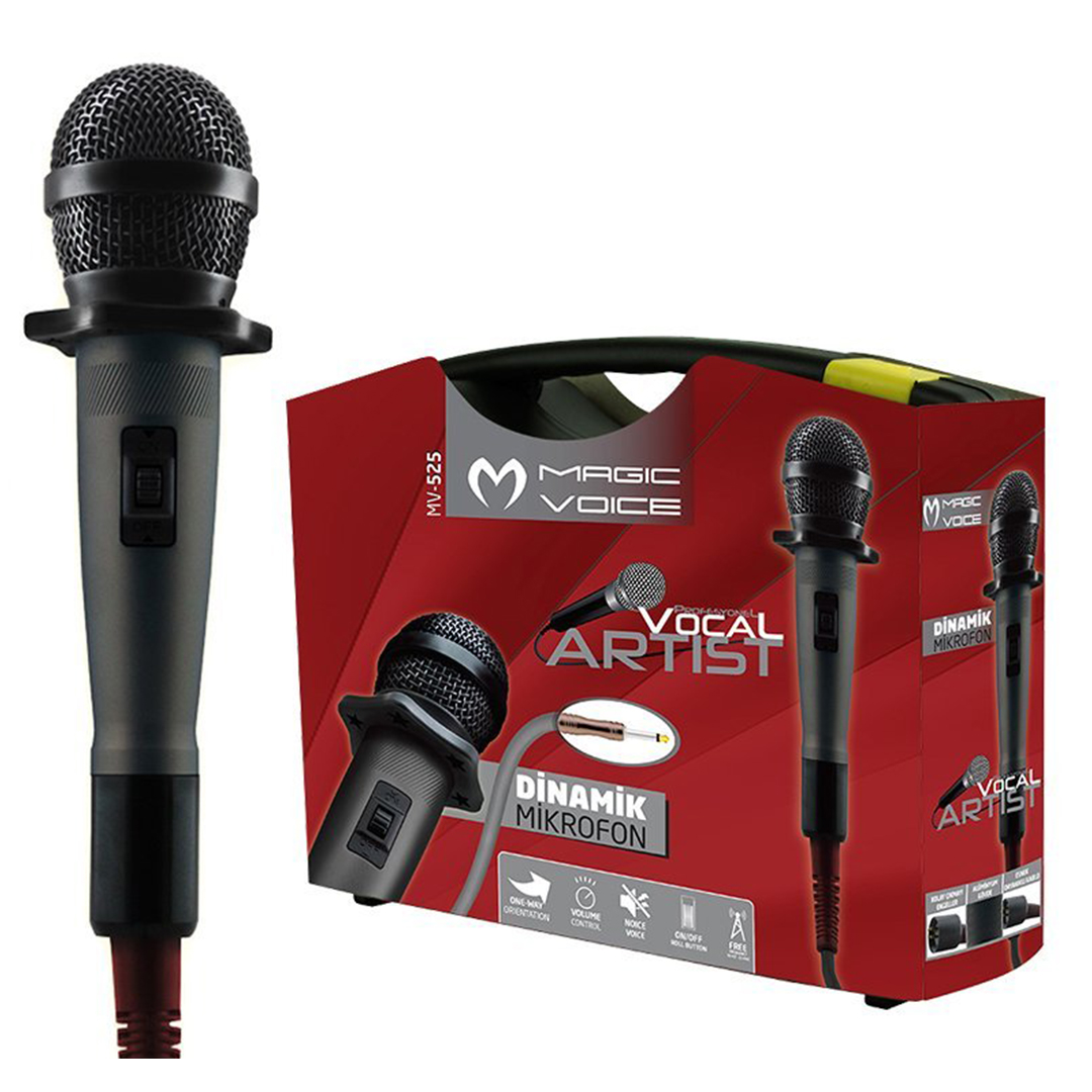 MAGICVOICE MV-525 DİNAMİK PROFESSIONAL KABLOLU EL MİKROFONU (4.5 METRE KABLOLU)