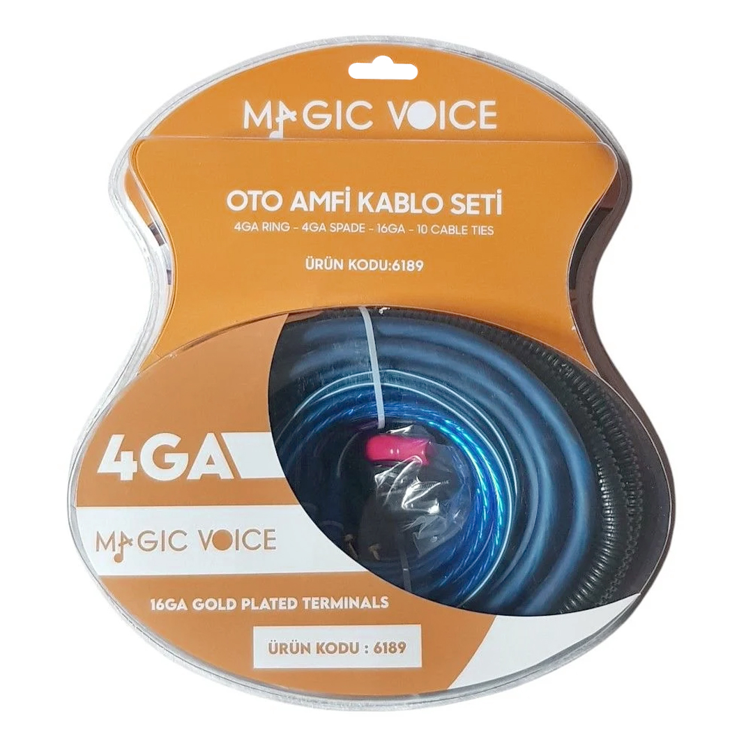 MAGICVOICE MV-6189 4GA OTO AMFİ - ANFİ KABLO SETİ 120A SİGORTA DAHİL
