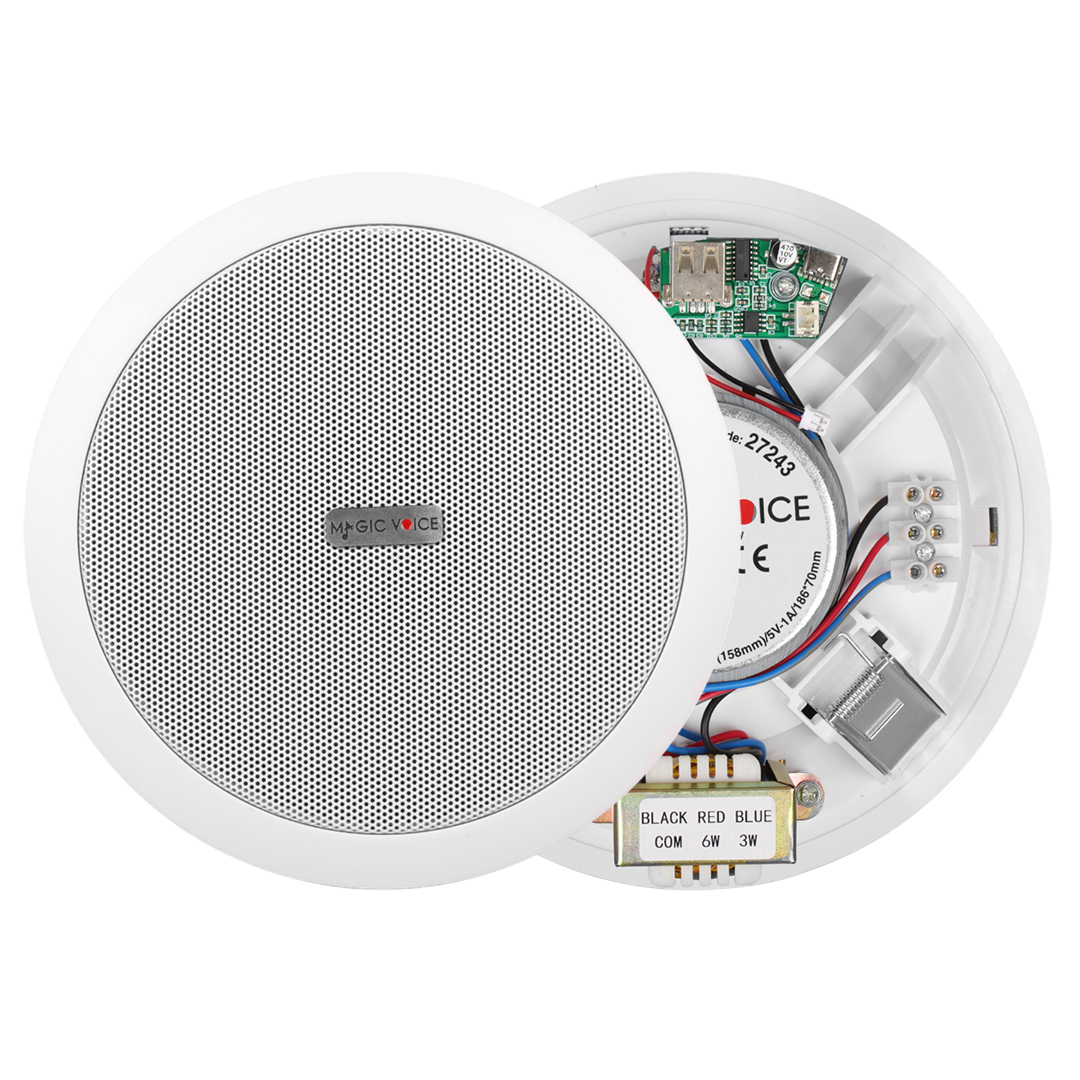 MAGICVOICE TPI-351 16 CM 6'' 6 WATT BEYAZ TEKLİ USB'Lİ TRAFOLU ALÇIPAN HOPARLÖR