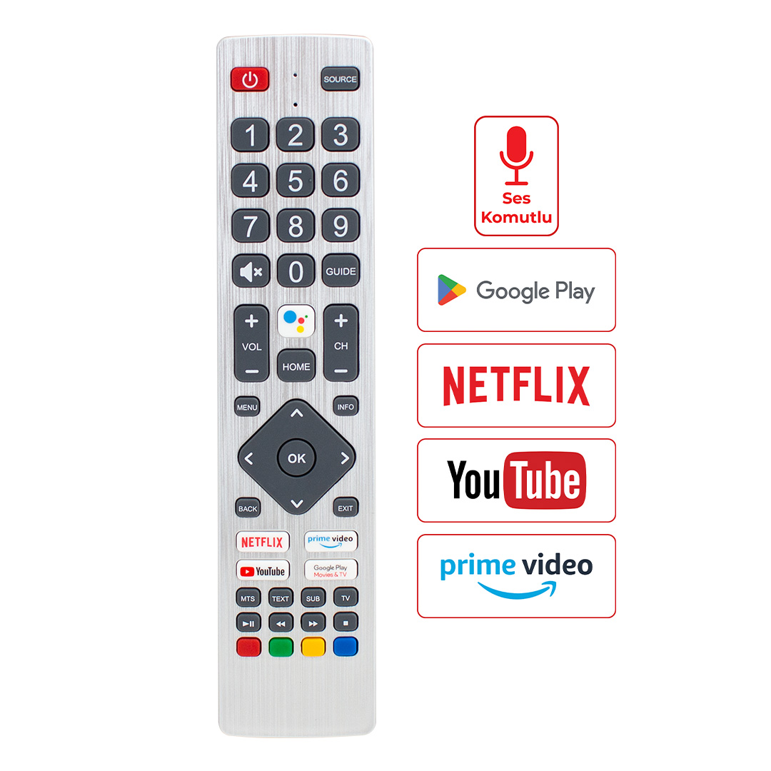 WEKO KL SHARP SH-V1 NETFLIX-YOUTUBE-GOOGLE PLAY TUŞ-PRIME VIDEO SES KOMUTLU LCD LED TV KUMANDA
