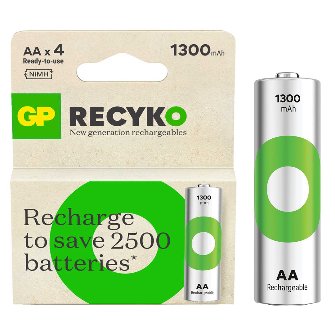 GP RECYKO 1300 MAH NI-MH R6 ŞARJLI AA 4'LÜ KALEM PİL