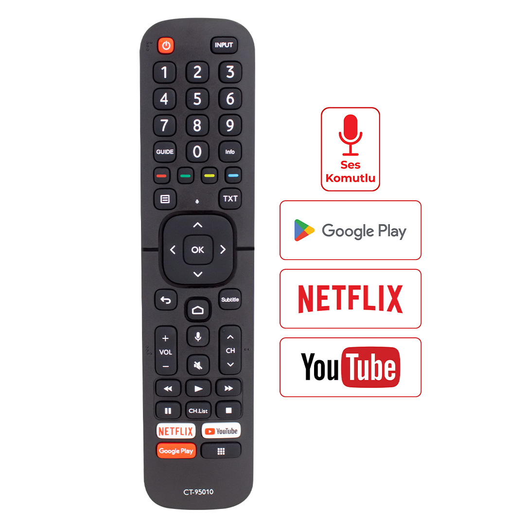 HUAYU KL TOSHIBA CT-95010 NETFLIX-YOUTUBE-GOOGLE PLAY TUŞ-PRIME VIDEO SES KOMUTLU LCD LED TV KUMANDA