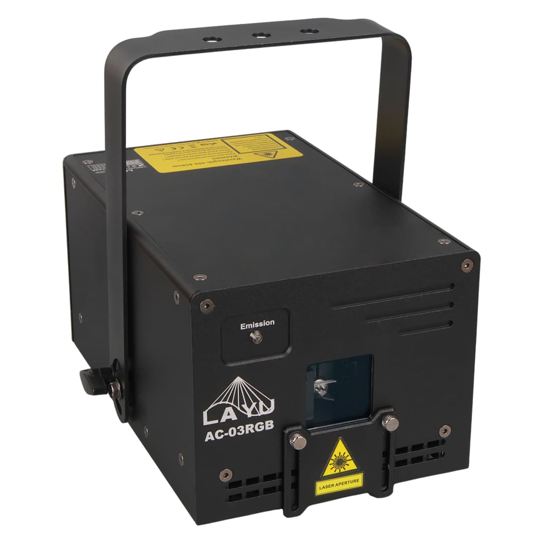 LAYU AC-03RGB 3 WATT RGB LAZER 25KPPS DOUBLE SAFETY DESIGN SD CARD DMX ILDA ANALOG
