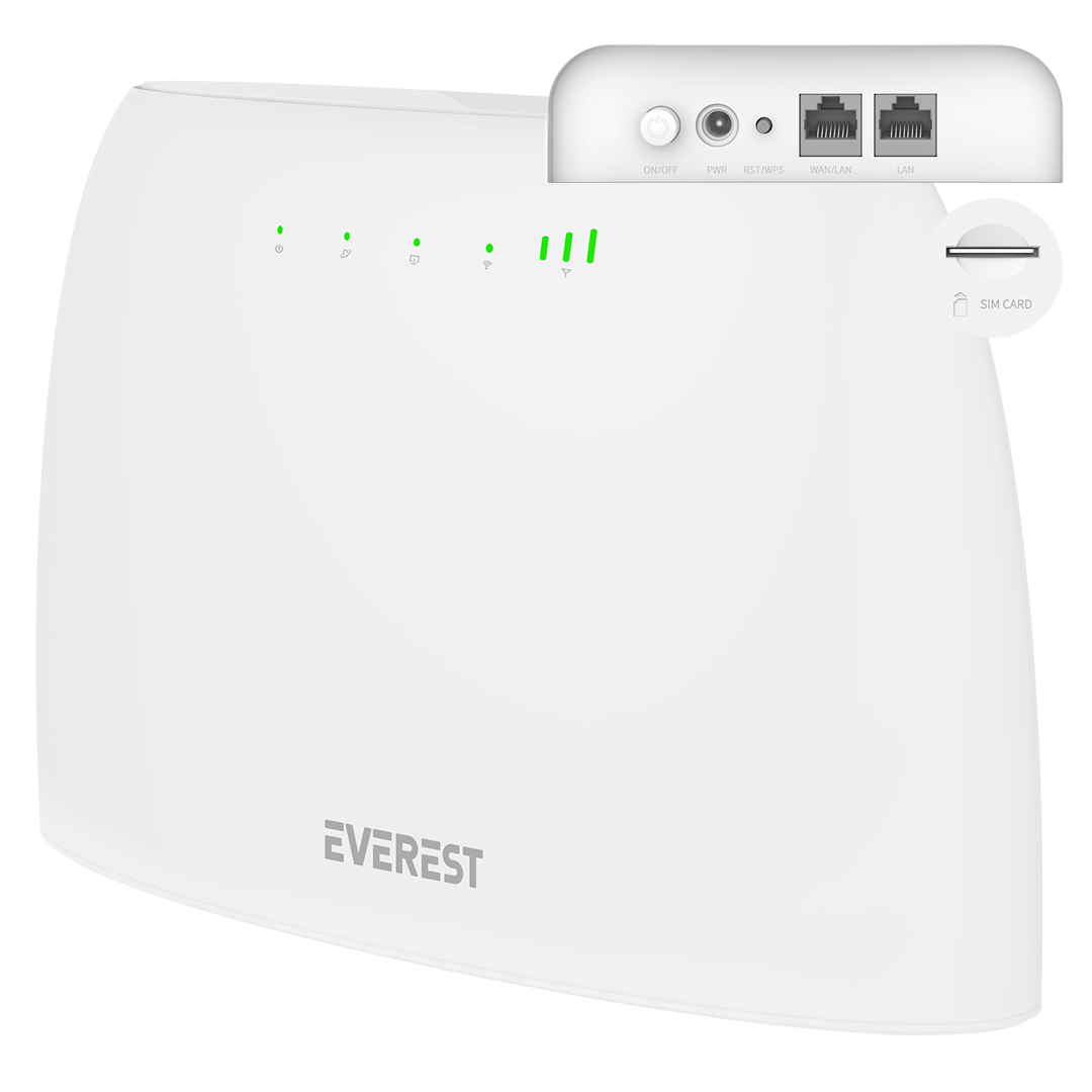 EVEREST EWR-4G03 4G LTE Wİ-Fİ ROUTER SIM KART GİRİŞLİ 300 MBPS 2.4GHZ WAN/LAN PORTLU KABLOSUZ YÖNLENDİRİCİ
